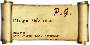 Pleyer Günter névjegykártya